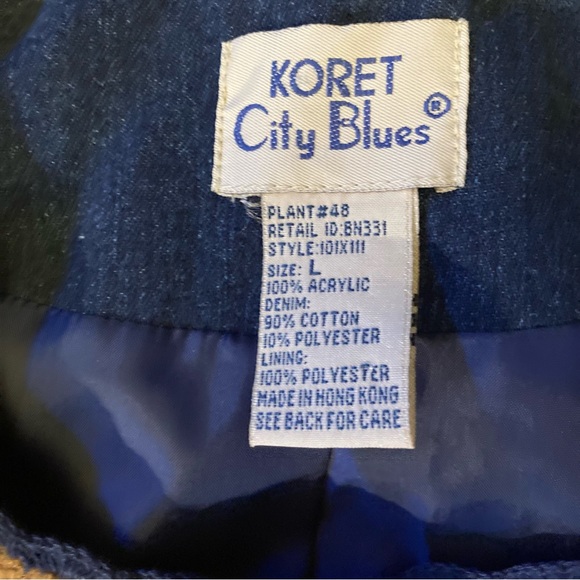 Vintage Koret City Blues L Lined Collarless Women’s Jacket Patchwork Cardigan - Picture 2 of 8